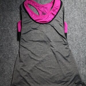 Gray and Pink Women's Nike Athletic Tank Top
